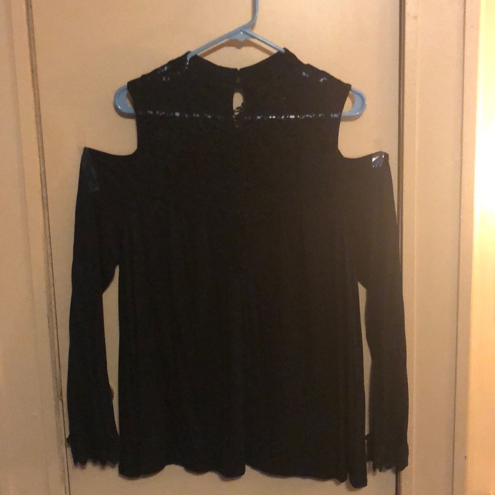 Black cold shoulder top